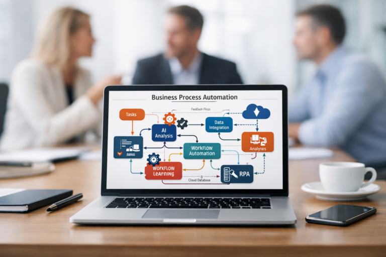 Réussir le recueil des besoins d’un site grâce à l’automatisation intelligente Équipe web utilisant l’automatisation intelligente pendant le recueil des besoins