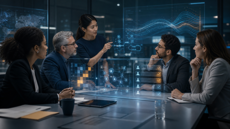 Équipe web utilisant la personnalisation par IA pendant la stratégie de contenu